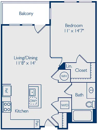 Floor plan 1 Bed 1 Bath A1I