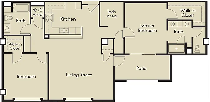 Floor plan 2 Bedroom 2 Bathroom Plan G