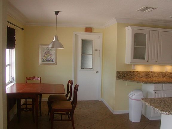 Kitchen dinette, garage door