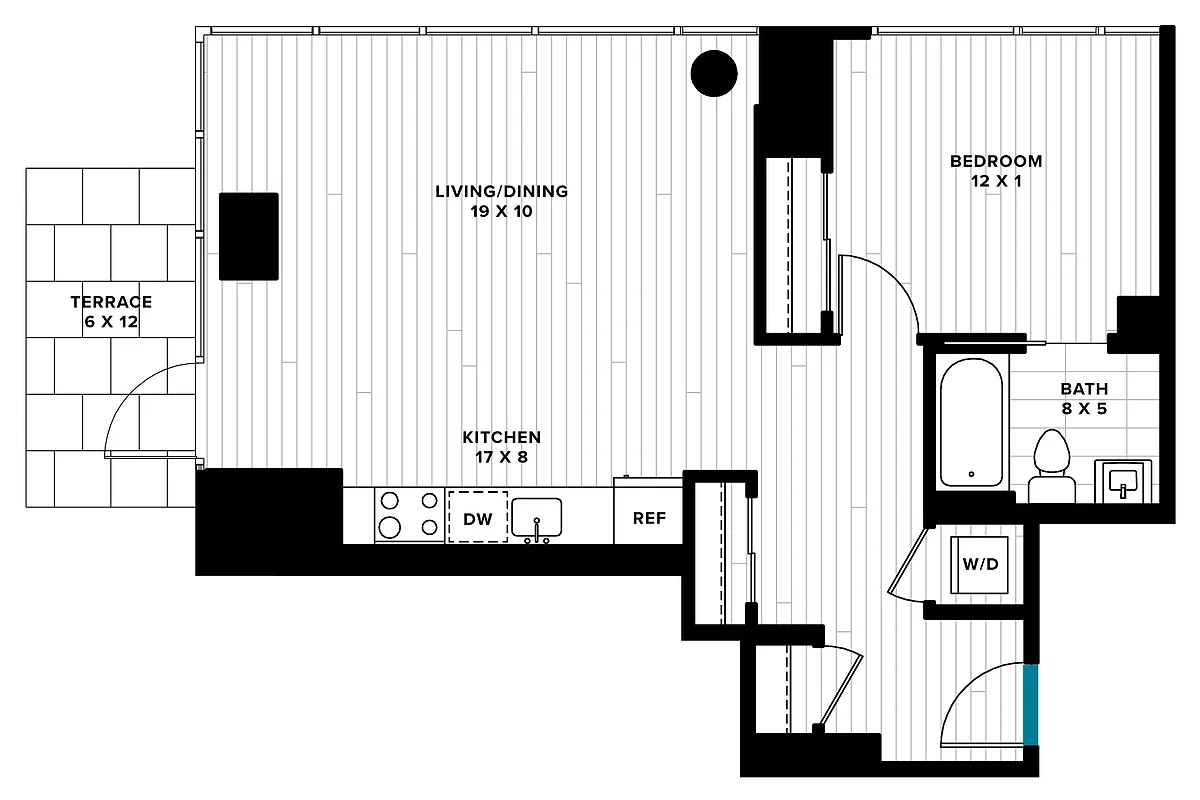 Floor plan 1 Bed/1 Bath-1G1