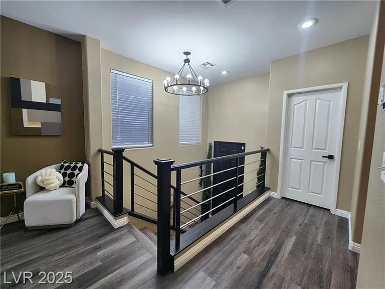 Modern Staircase with chandelier