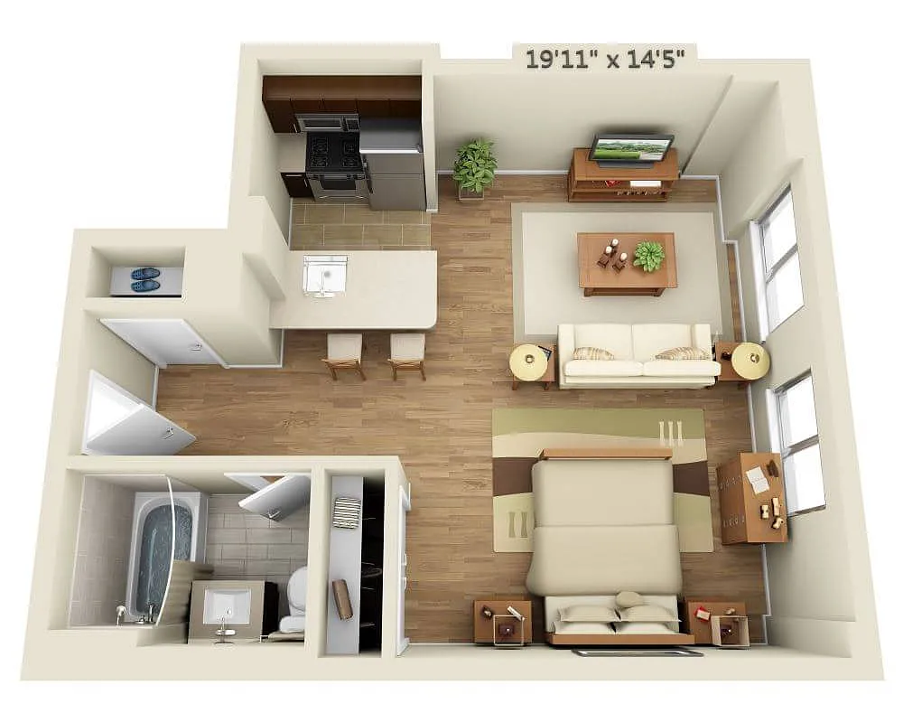 Floor plan Studio E1F-R