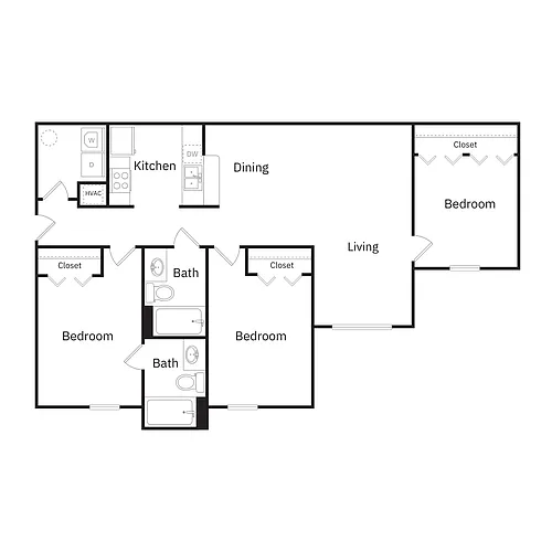 Floor plan C1 - Three Bedroom Two Bath