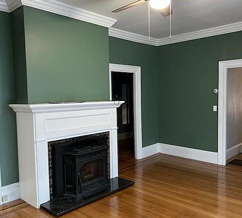 Living Room with Active Fireplace