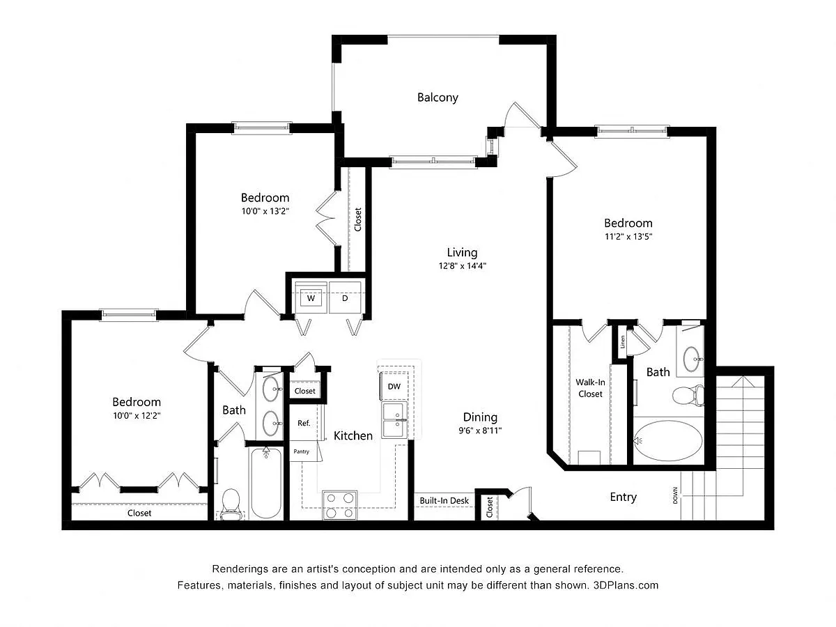 Floor plan Three Bedroom Apartment - C4