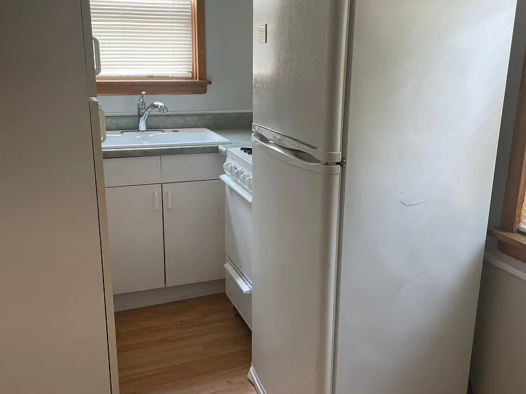 Kitchen with fridge in place