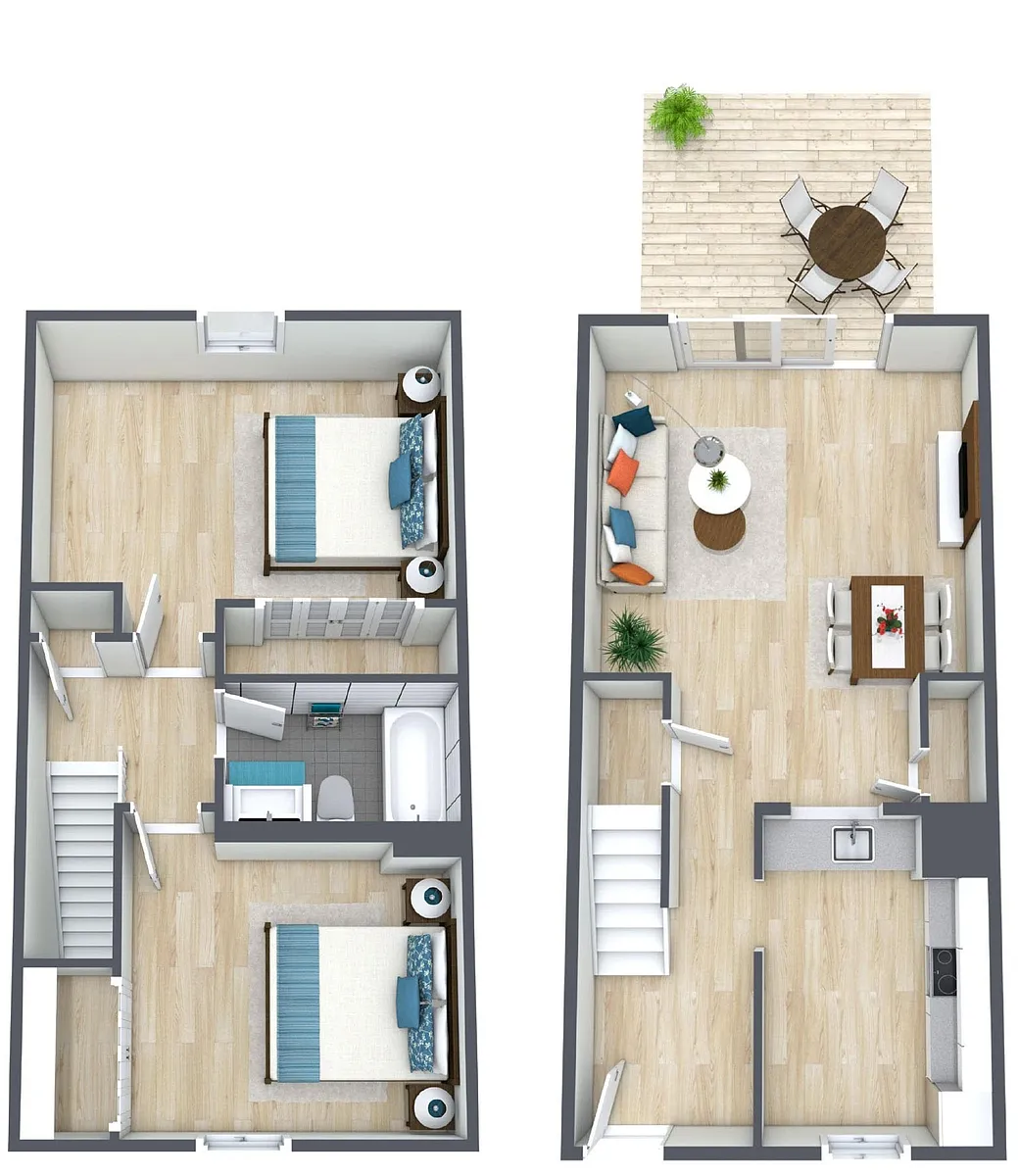 Floor plan 2BR - 1BTH TH Renovated