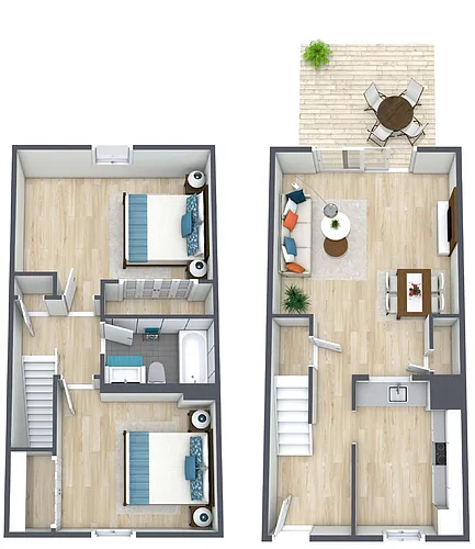 Floor plan 2BR - 1BTH TH Renovated