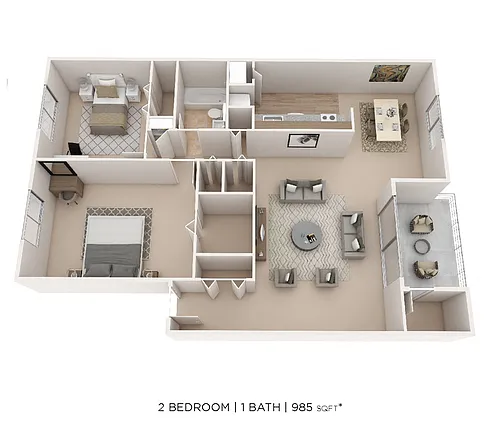 Floor plan Two Bedroom - 985 sqft