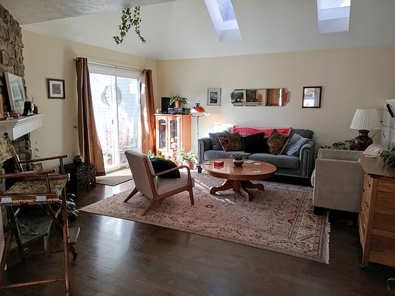 Living room with skylights