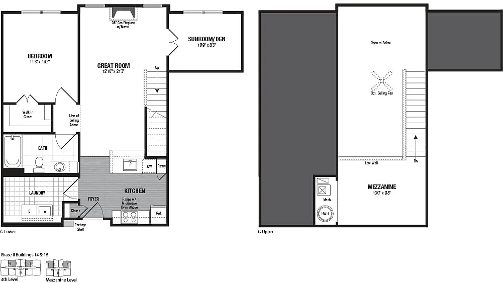 Floor plan 1 Bed 1 Bath Den/Loft-G