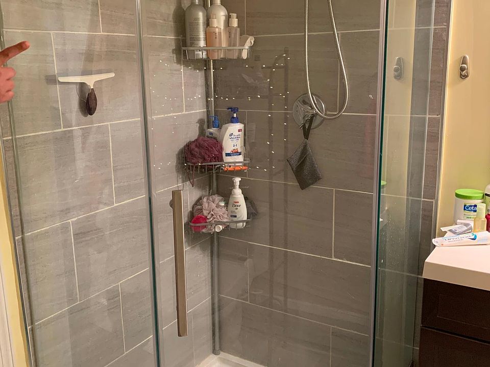 Newly renovated bathroom shower.
