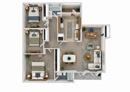 Floor plan 3 Bedroom 2 Bath