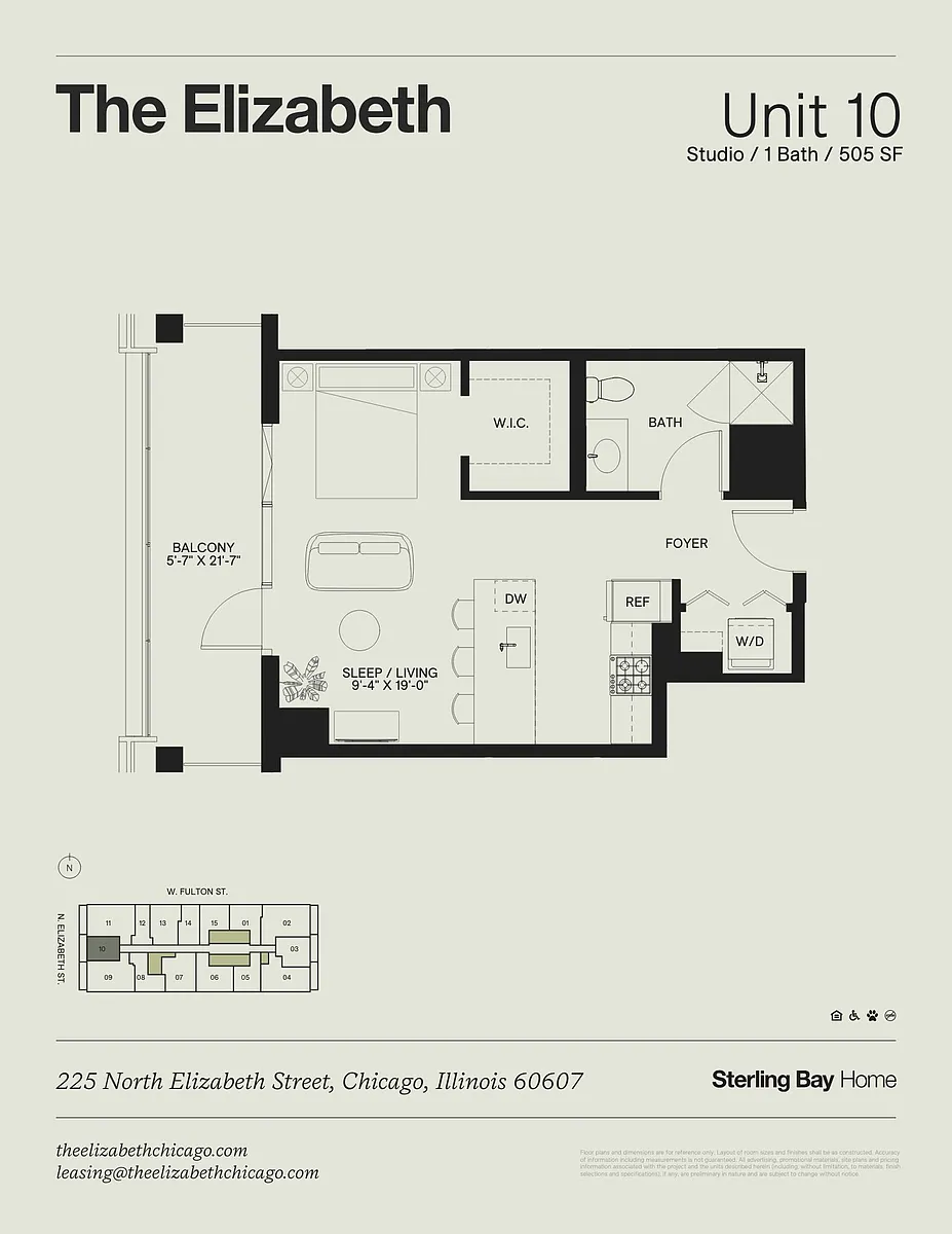 Floor plan 10 - Studio/1bath, Balcony