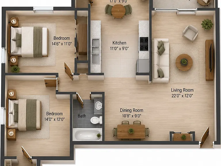 2 Bedroom 2 Bedroom