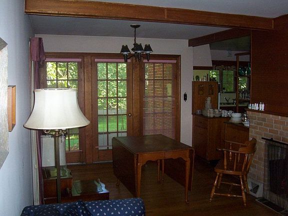 Dining room with French doors to patio.