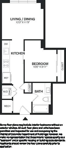 Floor plan 1 Bed/1 Bath-A1