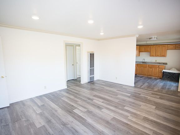 Spacious living room with storage closet and lots of light