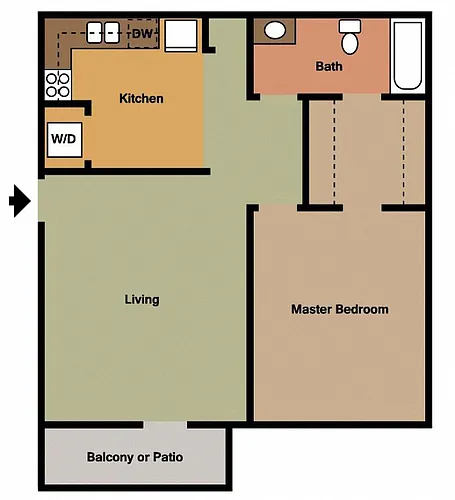 Floor plan 1Bed - 1Bath