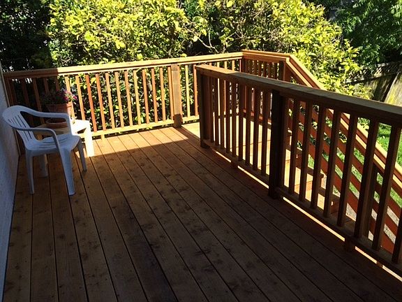 New redwood deck with lemon tree