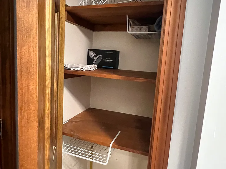 Linen closet in bathroom