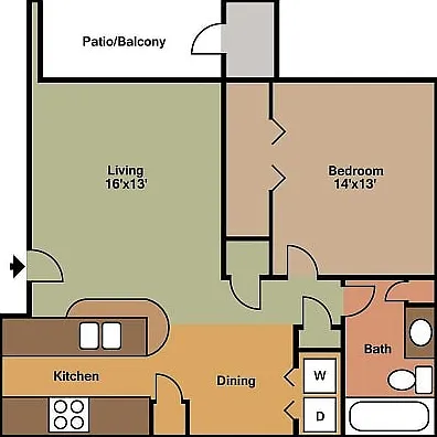 2D 1-Bedroom Floor Plan 2D 1-Bedroom Floor Plan