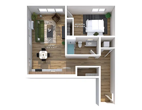 Floor plan One Bedroom B7