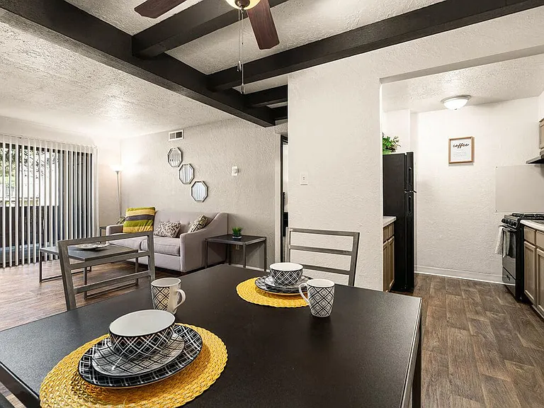 Connected Living and Dining and Kitchen Area