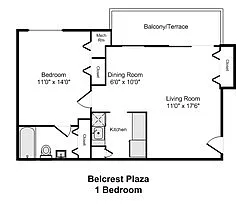 Floor plan 1 Bedroom 1 Bathroom