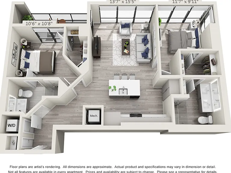 Two Bedroom Two Bath (1,034 SF) Two Bedroom Two Bath (1,034 SF)