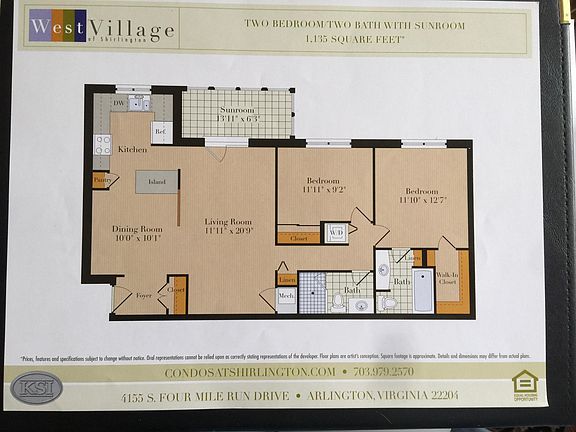 Condo Layout features the largest 2 BR 2 Bath with Sunroom @ 1135 Sq Ft.