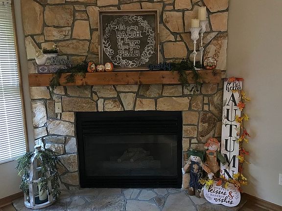 Stone fireplace