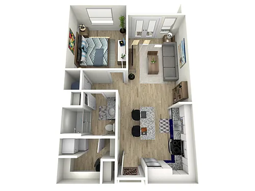 Floor plan 1 Bed, 1 Bath (80% Income Restricted)