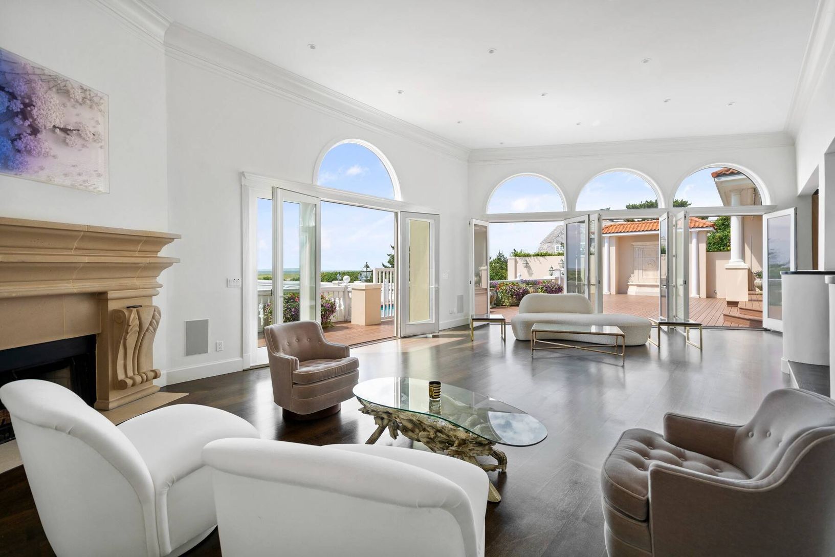 Expansive Living Room with Fireplace