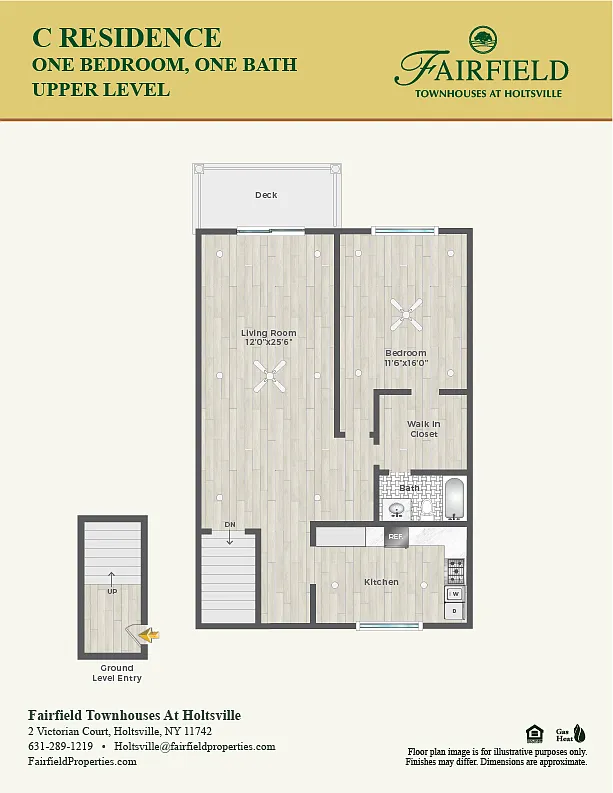 Floor plan C- 1 Bedroom 1 Bath Upper Fairfield