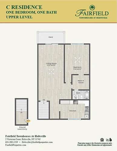 Floor plan C- 1 Bedroom 1 Bath Upper Fairfield