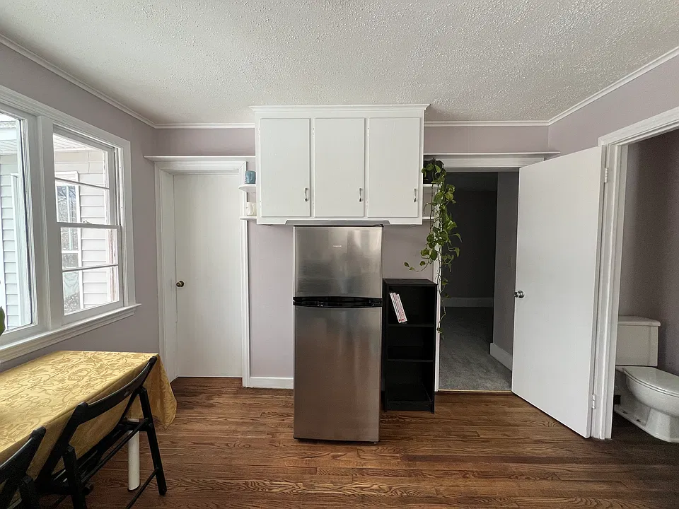 Additional storage in this eat-in kitchen.