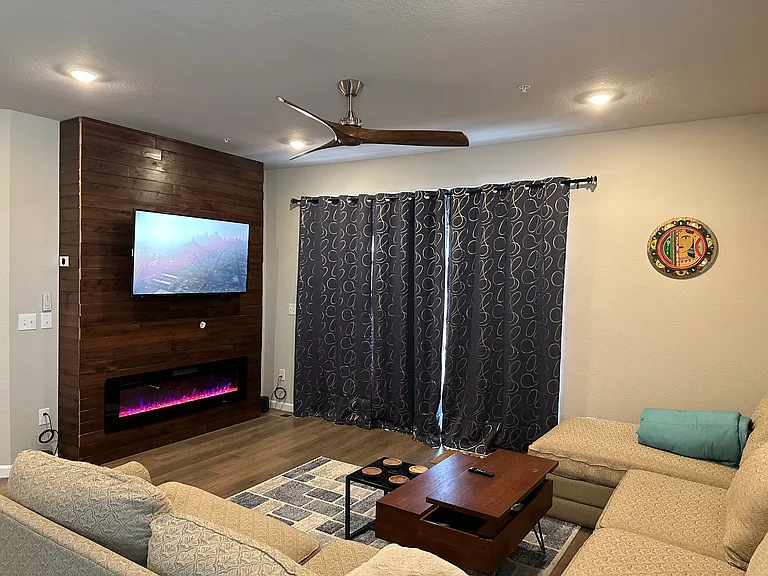 TV console with fireplace
