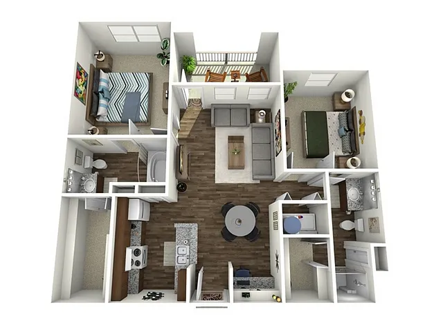 Floor plan 2 Bed, 2 Bath (60% Income Restricted)