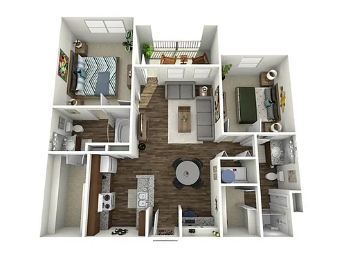 Floor plan 2 Bed, 2 Bath (60% Income Restricted)