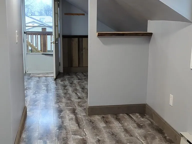 View from living room into kitchen.