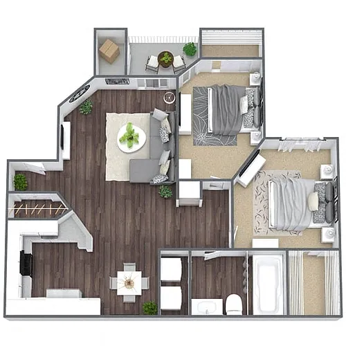 Floor plan B1: 2 Bed 1 Bath