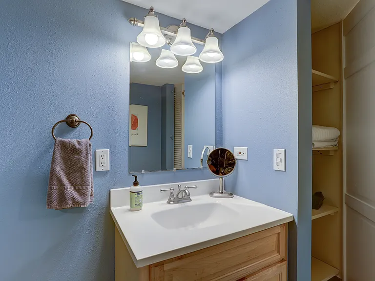 LOTS OF CLOSET SPACE IN THE BATHROOM