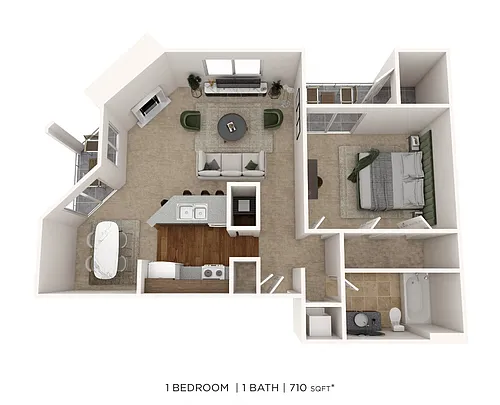 Floor plan 1 Bedroom 1 Bath 710