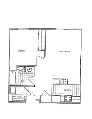Floor plan Prairie Village 2 - 1 Bed - 1 Bath