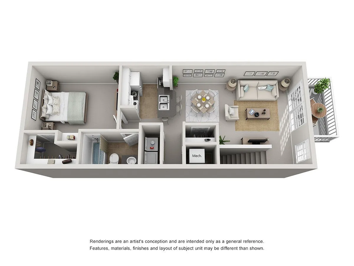 Floor plan 1 Bedroom, 1 Bathroom - Renovated
