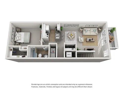 Floor plan 1 Bedroom, 1 Bathroom - Renovated