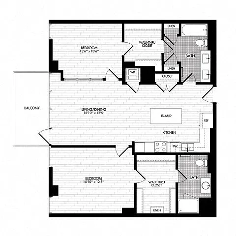 Floor plan 2G w/ Balcony