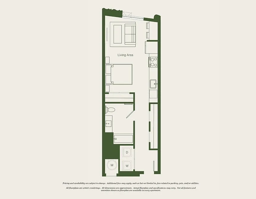 Floor plan Studio- 1 Bath | S12 - Reva