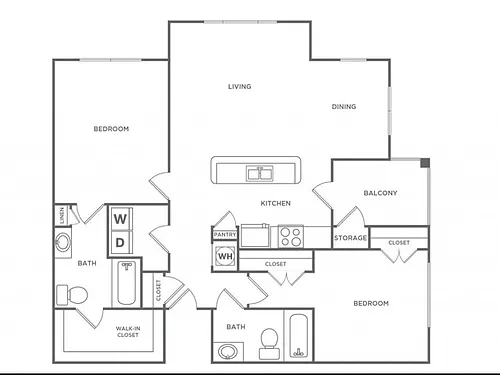 Floor plan Two bedroom Two Bath (1188 SF)